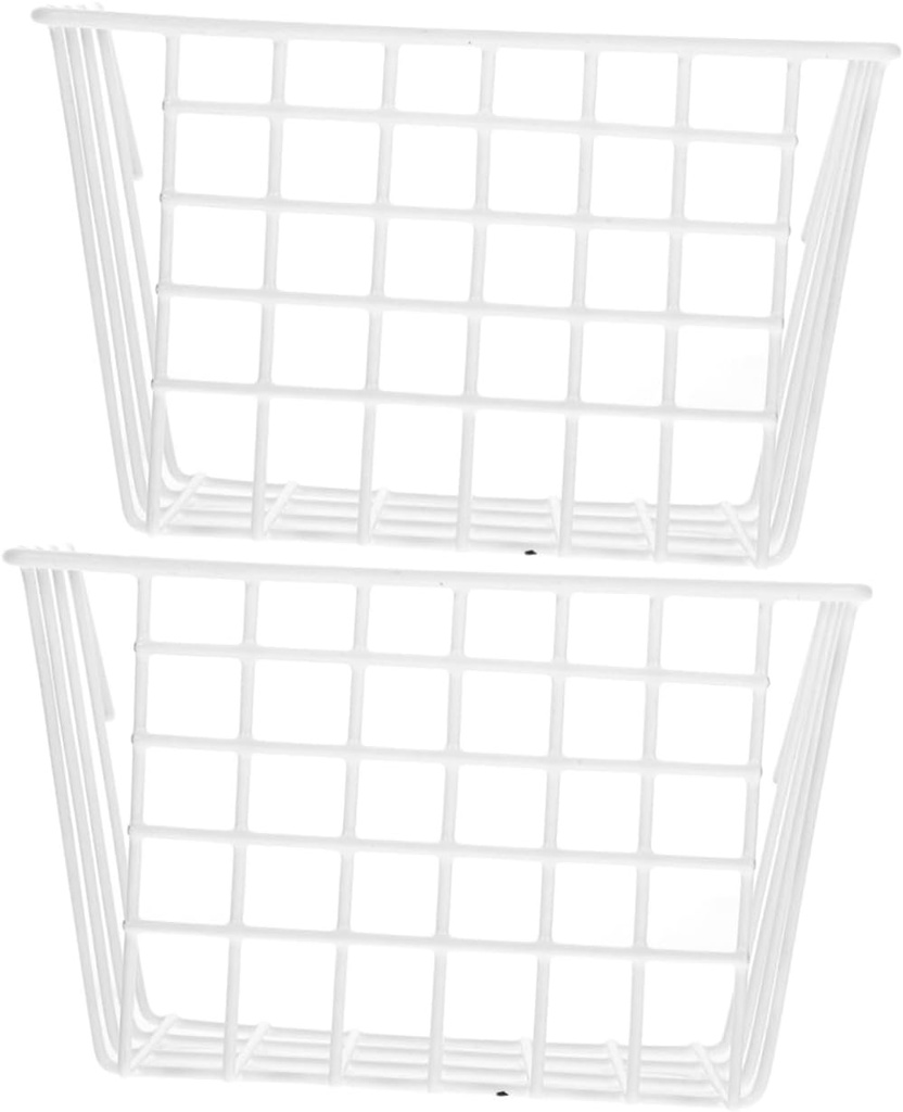 2pcs Wire Basket Shelf Wall-mounted Metal Storage Rack for Kitchen Bathroom and Garage Hanging Baskets for Organization and Clutter Living