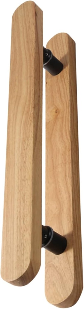 Solid Wood Glass Door Handle,Sauna Room Rustic Double Sided Sliding Door Handle,Indoor Outdoor Push Door Handle Set (Color :Natural,Size :40cm (16"))