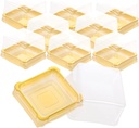 KICHOUSE 50Pcs Small Golden Plastic Square Moon Cake Boxes for Yolk Puff Storage Packaging for Desserts Ideal for Weddings and Celebrations