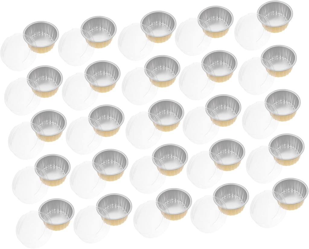 25pcs Ice Cream Foil Cups Dessert Boxes Lids for Desserts Cake Cups Covers Party Cake Carriers Heavy Duty Aluminum Foil