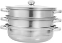 Cabilock 1 Set Stainless Steel Food Steamer Double Steam Pot for Cooking Dumplings Vegetables More Compatible with Induction and Gas Stoves Kitchen Essential Supplies