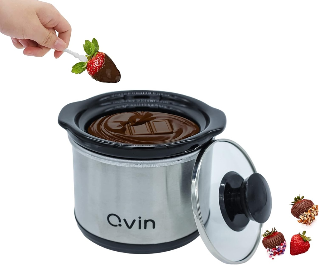 Qvin Fondue Melting Pot for Chocolate, Cheese, Caramel melting and keep warm, 0.65Quart