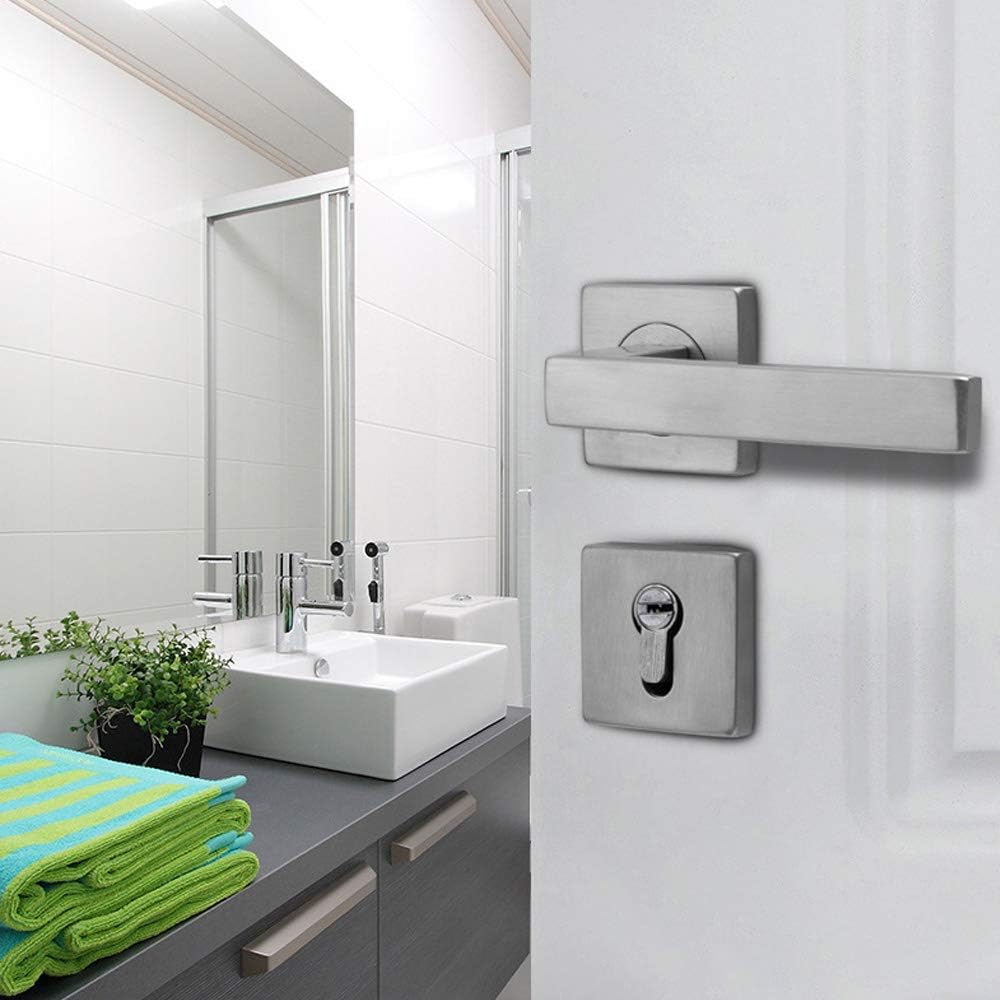 TopHomer Exterior Door Lock Set Heavy Duty Square Door Lock Set with 3 Pcs Keys, Entry Door Handle and Single Cylinder Deadbolt Combo for Office and Home Security