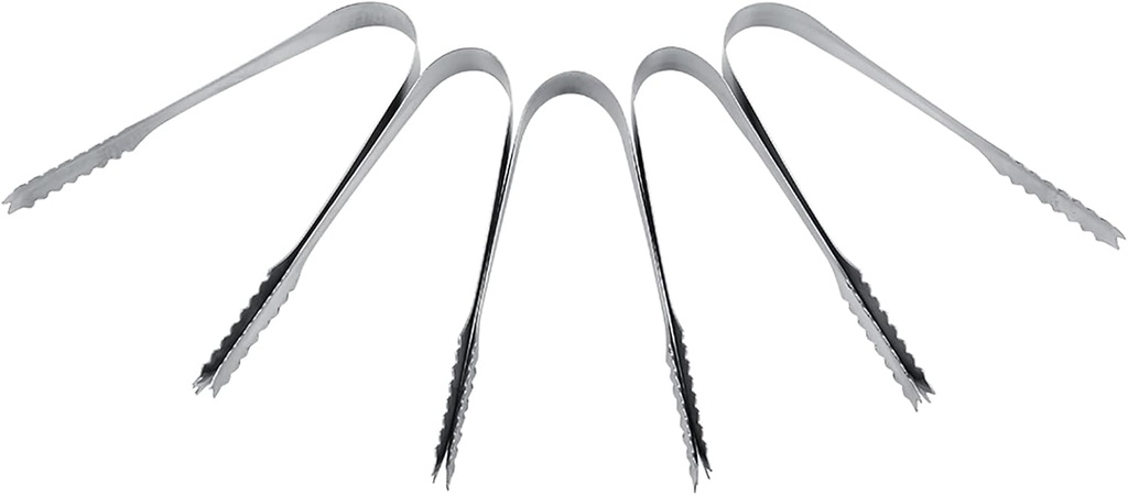 5PCS Stainless Steel Ice Scoop Tongs, Strong Grip Pointed Teeth Candy Scoop Serving Tongs for Kitchen Dispenser Buffet Jars (5*tweezers)