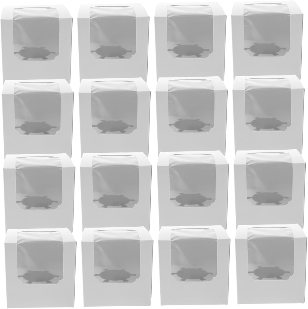 CHILDWEET 20pcs Window Muffin Boxes Reusable Cake Packaging for Pies Cakes Treats for Weddings Birthdays Showers and Parties
