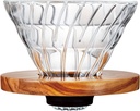 Hario VDGR-02-OV V60 Heat Resistant Glass, Permeable, Coffee Dripper, Olive Wood, 02, Coffee Drip, For 1 to 4 Cups