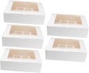 ABOOFAN 5pcs White Cupcake Boxes Cavity Design for Muffins and Treats and Easy to Store for Parties and Gatherings