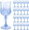 12 Pcs 7 OZ Blue Plastic Wine Glasses Water Goblets Drinking Glasses for Parties Wedding Reception Drinking Glasses for Parties Valentine's Day Birthdays