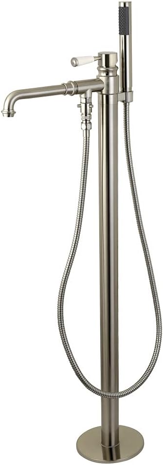 Kingston Brass KS7038DPL Paris Freestanding Roman Tub Filler with Hand Shower, 10" in Spout Reach, Brushed Nickel