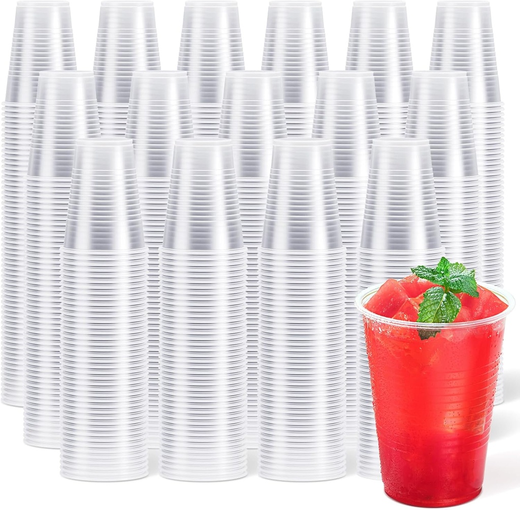 JOLLY CHEF 𝟏𝟐𝟎𝟎 𝐏𝐚𝐜𝐤 9 oz Clear Plastic Cups,9 Ounce Small Disposable Cups, Cold Party Drinking Tumblers for Tasting, Drinking and Party