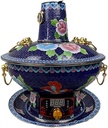 Peony Pattern Chinese-Style Electric Charcoal Hot Pot, Thickened Copper Multi-Degree Temperature Controller Mongolian Hot Pot, Used for, Camping Favors, for Family/Friends, Parties