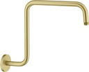 RANDOM 16 inch Brushed Gold Shower Head Riser Pipe,S Shaped Shower Arm SUS304 Stainless Steel Shower Head Extension Arm with Flange,Standard 1/2" Connection.RD-91058-16BG