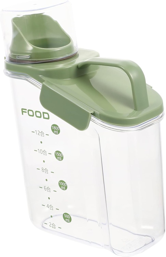 GLEAVI Food Grade Grain Snack Storage Container with Lid and Scale Airtight Food Organizer for Nuts Seeds Cereal and Pantry Staples with Wide Neck for Easy Pouring and Freshness