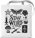 Stay Weird Witchy Tote Bag for Women Goth Aesthetic Reusable Grocery Shoulder Bag for Shopping Work Humor Gothic Totes Witchy Gifts for Women