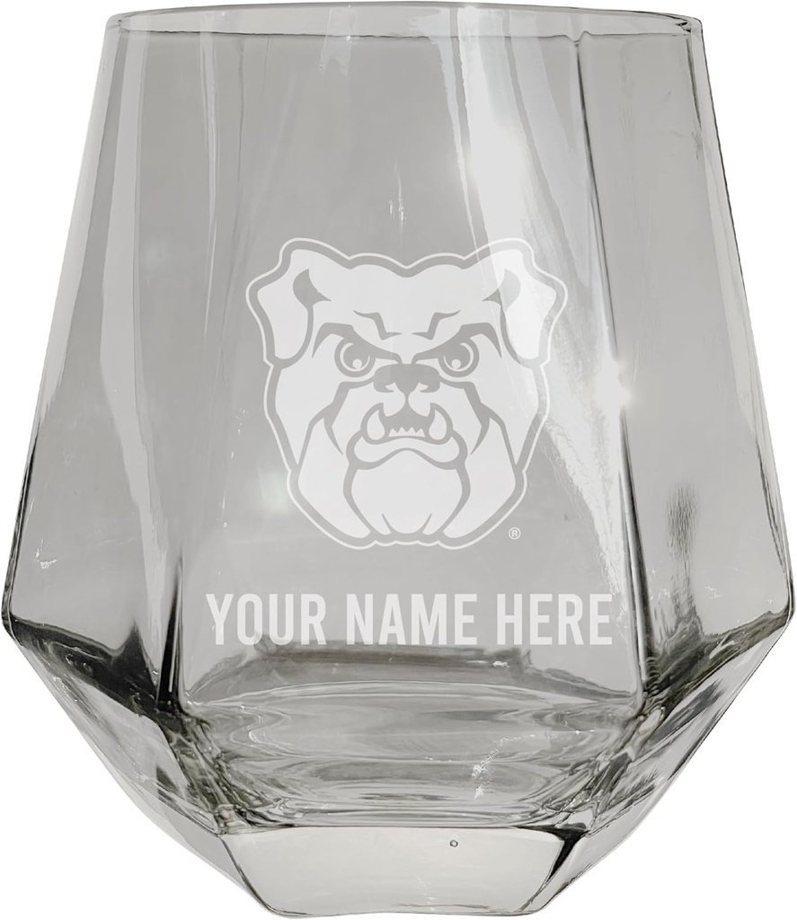 R and R Imports Butler Bulldogs Customizable Stemless Diamond Wine Glass Engraved 10 oz Clear Officially Licensed Collegiate Product Single Unit