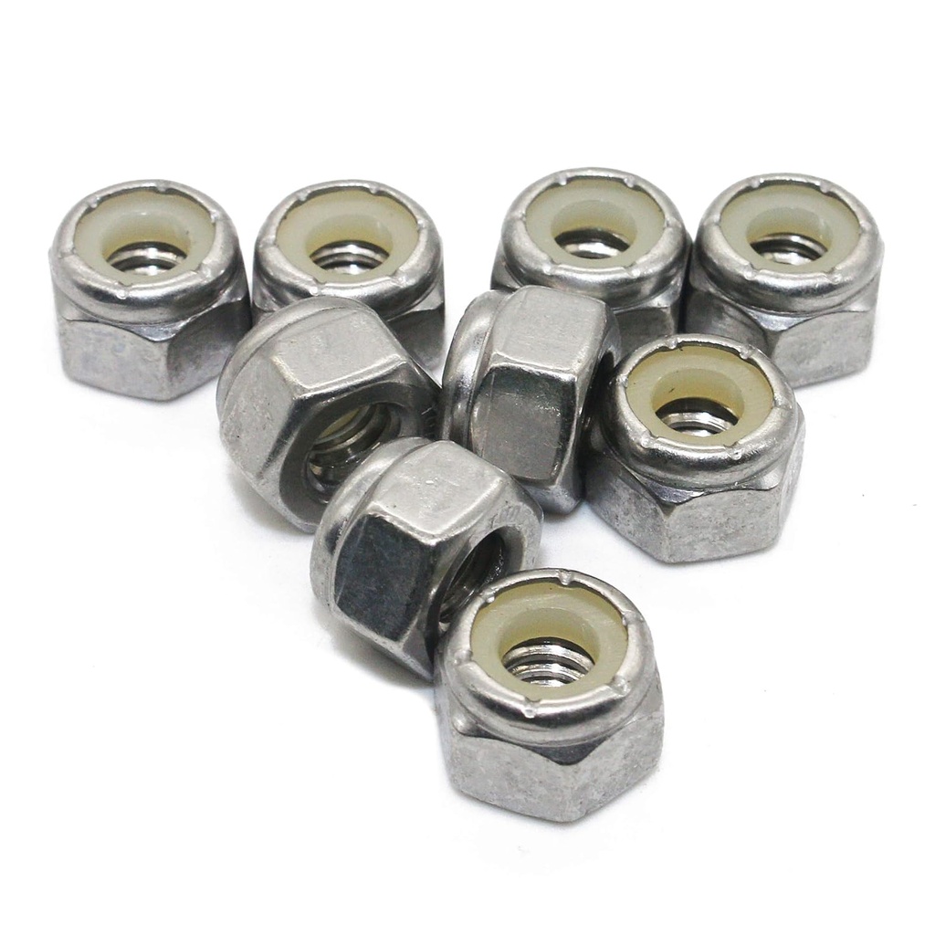 Quantity 50Pcs 1/4-20 Nylon Insert Hex Lock Nuts, 18-8 Stainless Steel /SUS304/, Plain Finish, by Fullerkreg