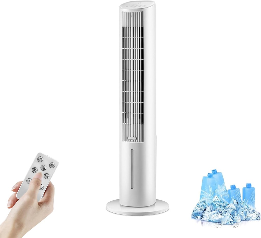 3-in-1 Evaporative Air Cooler - 41" Portable Cooling Fan with 80° Oscillation, 12-Hour Timer, 3 Speeds, Perfect for Bedroom and Office white