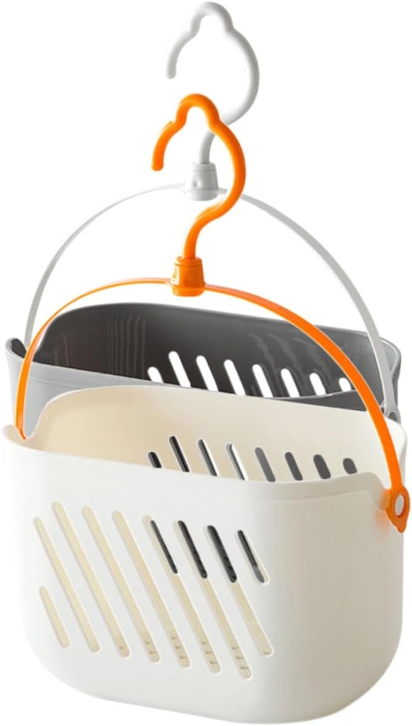 2Pcs Kitchen Wall Hanging Storage Baskets with Drainage Space Saving Sundries Container for Ginger Garlic Fruits Vegetables White Gray Organizer for Bathroom and Pantry