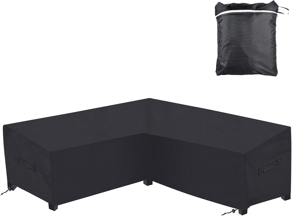 Patio Sectional Sofa Cover Outdoor Waterproof Windproof Upgraded 420D Patio 106'' X 106'' V-Shaped Furniture Protector for Garden Sofa Couch Sectional Lounge Set