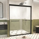 Shower Doors Glass Sliding,Semi-Frameless,1/4" Inch Sgcc Tempered Glass,Stainless Steel Pull Handle,Tempered Glass,Easy to Clean,Matte Black (Matte Black, 54" W x 72" H)