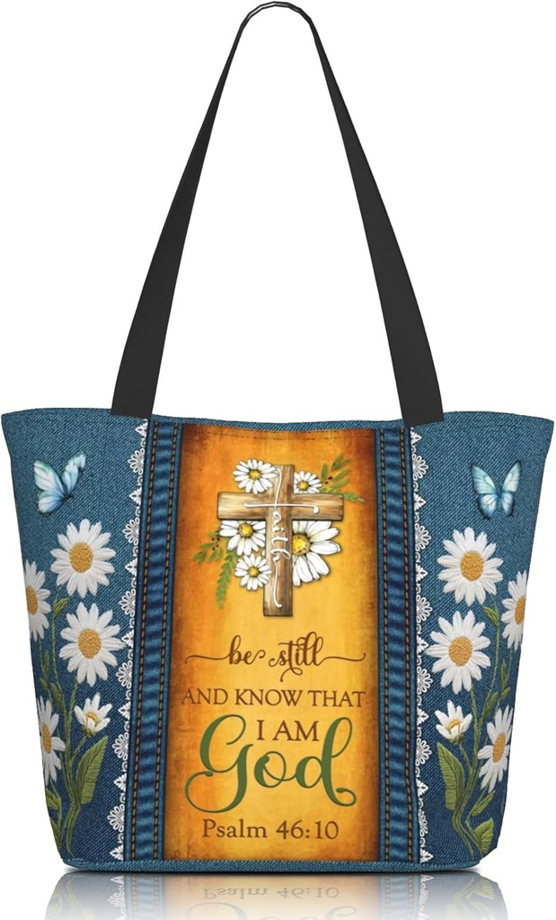Bible Tote Bags for Women Christian Tote Bags Reusable Shoulder Bag Church Bags Christian Gifts for Women Work
