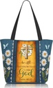 Bible Tote Bags for Women Christian Tote Bags Reusable Shoulder Bag Church Bags Christian Gifts for Women Work