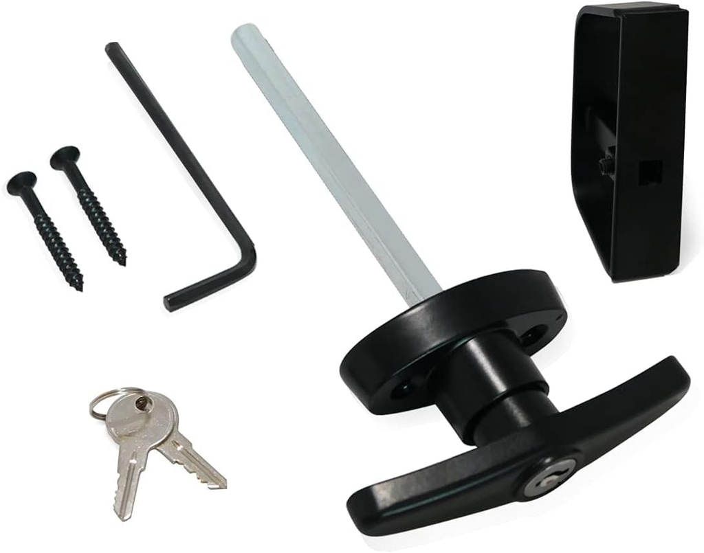 Lepoint T-Handle Lock Shed Door Latch Lock Kit with 2 Keys and 2 Screws, 5-1/2" Stem Barn Playhouse & Chicken Coop Door Lock