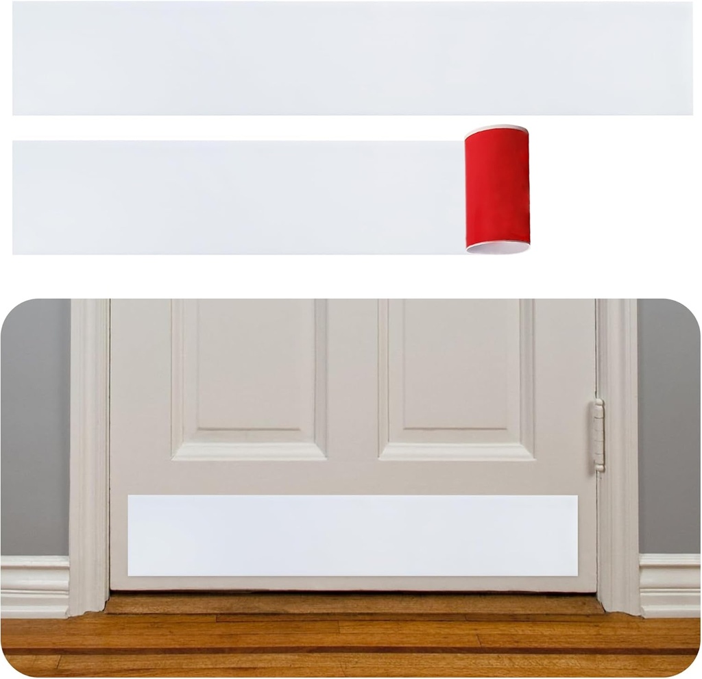 Rubber Bond Kick Plates (2 Pack) 6" x 33" - Effortless Peel & Stick - Prevents Dents & Scratches - Self-Adhesive & Universal Fit (White)