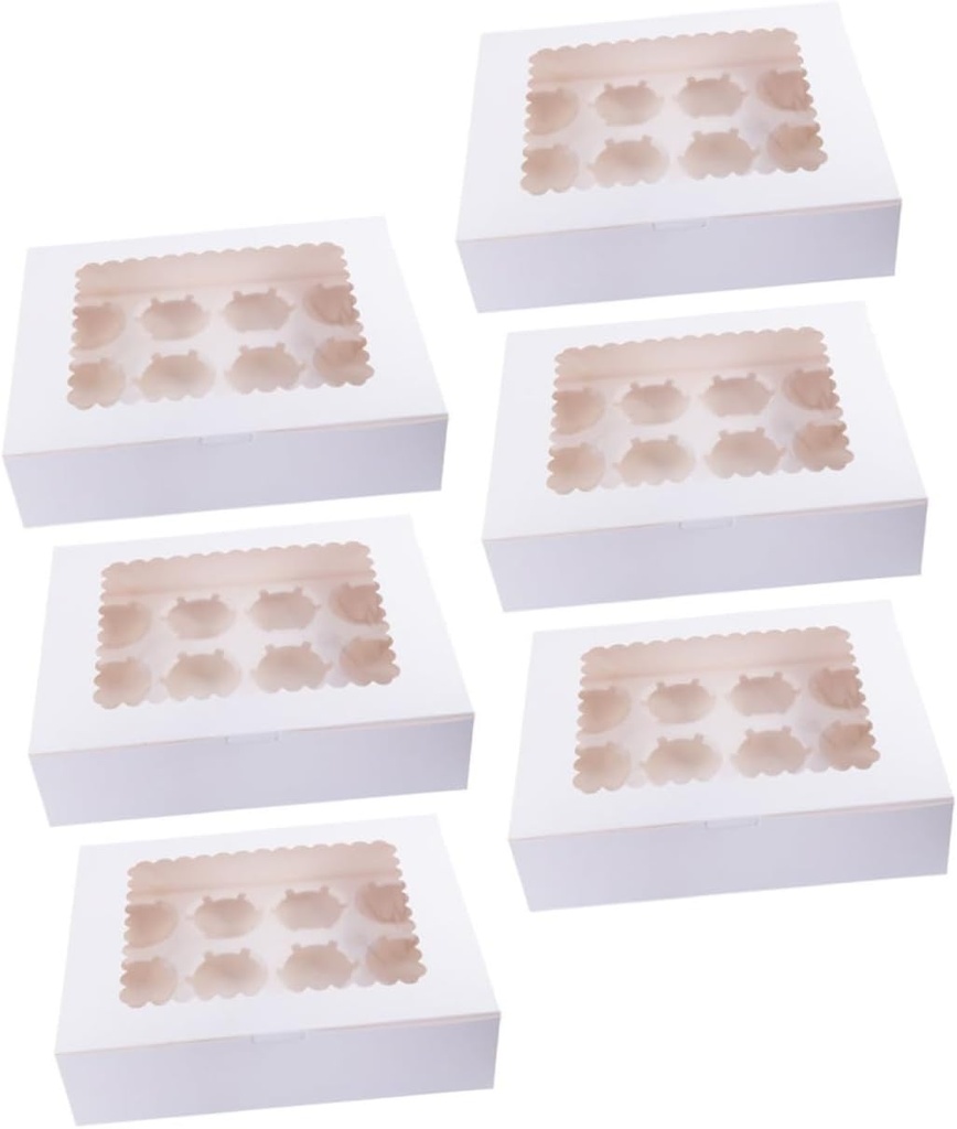 ABOOFAN 6pcs Cake Box Lightweight Cupcake Containers Window for Easy Viewing Food-grade Material for Birthdays and Weddings Holds