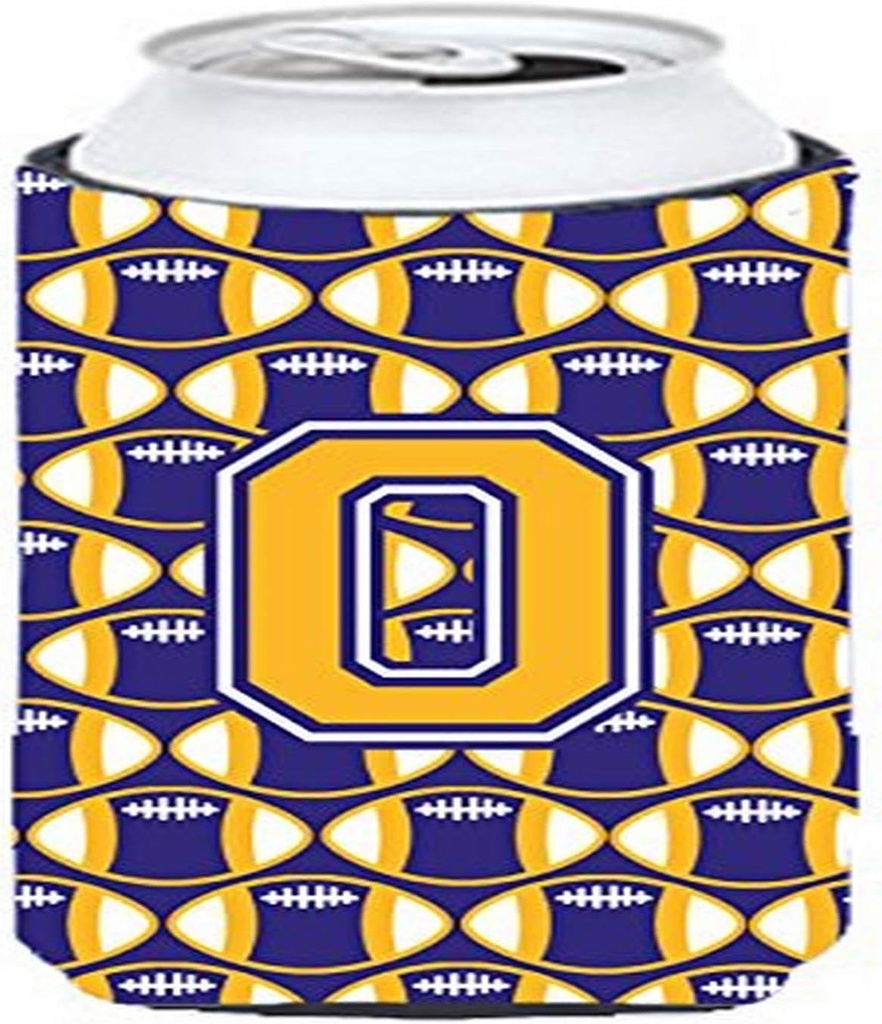 Caroline's Treasures CJ1064-OTBC Letter O Football Purple and Gold Tall Boy Hugger Can Cooler Sleeve Hugger Machine Washable Drink Sleeve Hugger Collapsible Insulator Beverage Insulated Holder