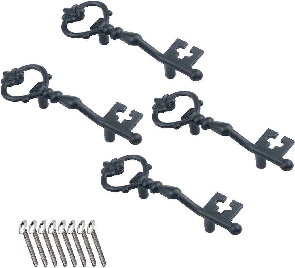 Metal Key Shaped Pull 4.7inch Used for Cabinet Drawer Door Handle Black，Zinc Alloy