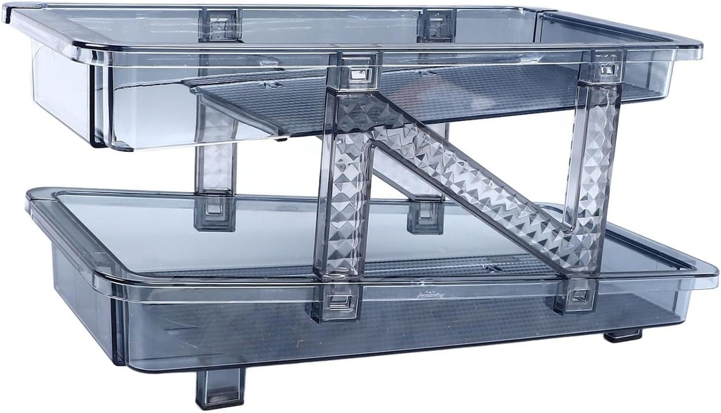 2 TierWidth Drink Container Holder Auto Rolling Soda Can Dispenser Blue Organizer Dispenser for Refrigerator Freezer Countertop