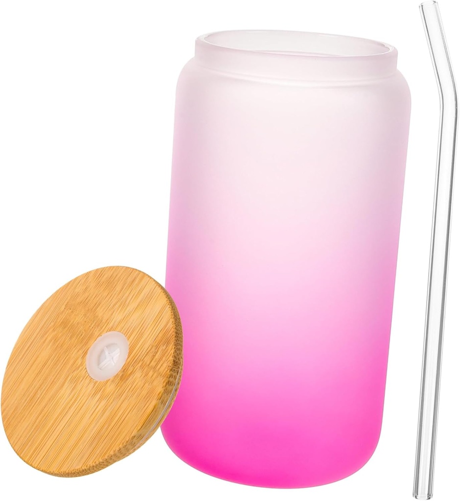 CHILDWEET 16oz Gradient Glass Drinking Cup Wide Mouth Tumbler for Tea Milk Juice Borosilicate Glass for Home Hotel Restaurant Use