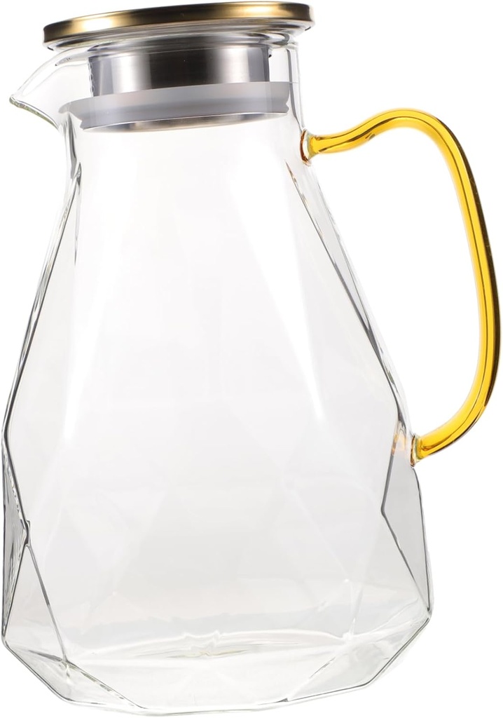 Ergonomic Handle Glass Pitcher Diamond Cold Kettle Juice Pitcher Iced Tea Maker Lid