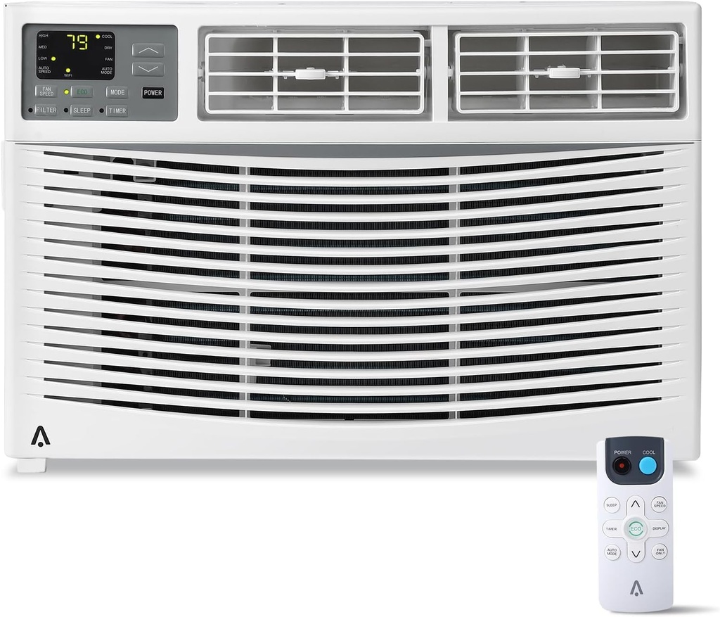 Window Air Conditioner 8000 BTU,WiFi-Enabled Smart AC with Remote, 3 Modes Cool Dry Fan Speed Control, Fast Cooling for 350 Sq.Ft 115V Mini Air Conditioner for Bedroom, Office, Home