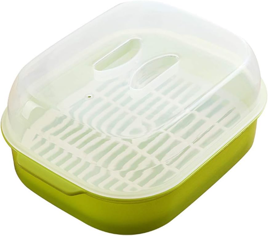 Microwave Oven Steamer Cook Container with Lid Plastic for Steamed Bread Bun Dumpling Fish Kitchen Utensil (Green)