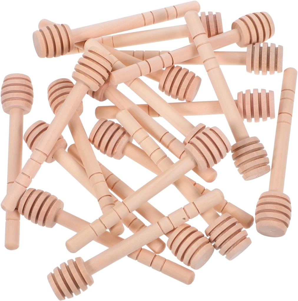 Alipis 20pcs Wooden Honey Dipper Sticks Mini Honey Stirrer for Jam Tea Solid Wood Honeycomb Mixing Tool for Home Travel Use