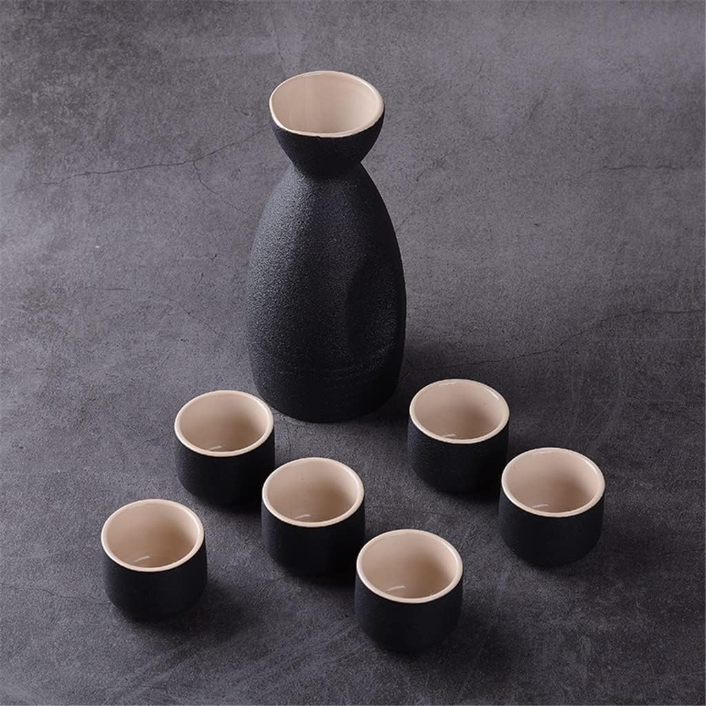 Traditional Sake Set,25ml-250ml 1 Wine Pot 6 Cup Wine Set Vintage Ceramic Sake Jug Glasses Household Gift Spirits Rice Wine Vodka Wine