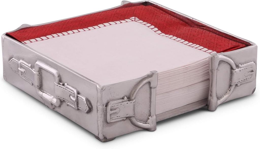 Arthur Court Napkin Holder Box Horse Heavy Cast Aluminum Luncheon Size Fits Large Lunch Square Equestrian/Tack Napkins 7 inch Square 2 inch Tall