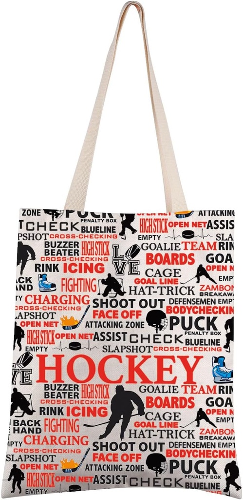 FEELMEM Hockey Player Inspirational Gift Ice Hockey Team Gifts Hockey Tote Bag Gift for Ice Hockey Lovers Graduation Gift
