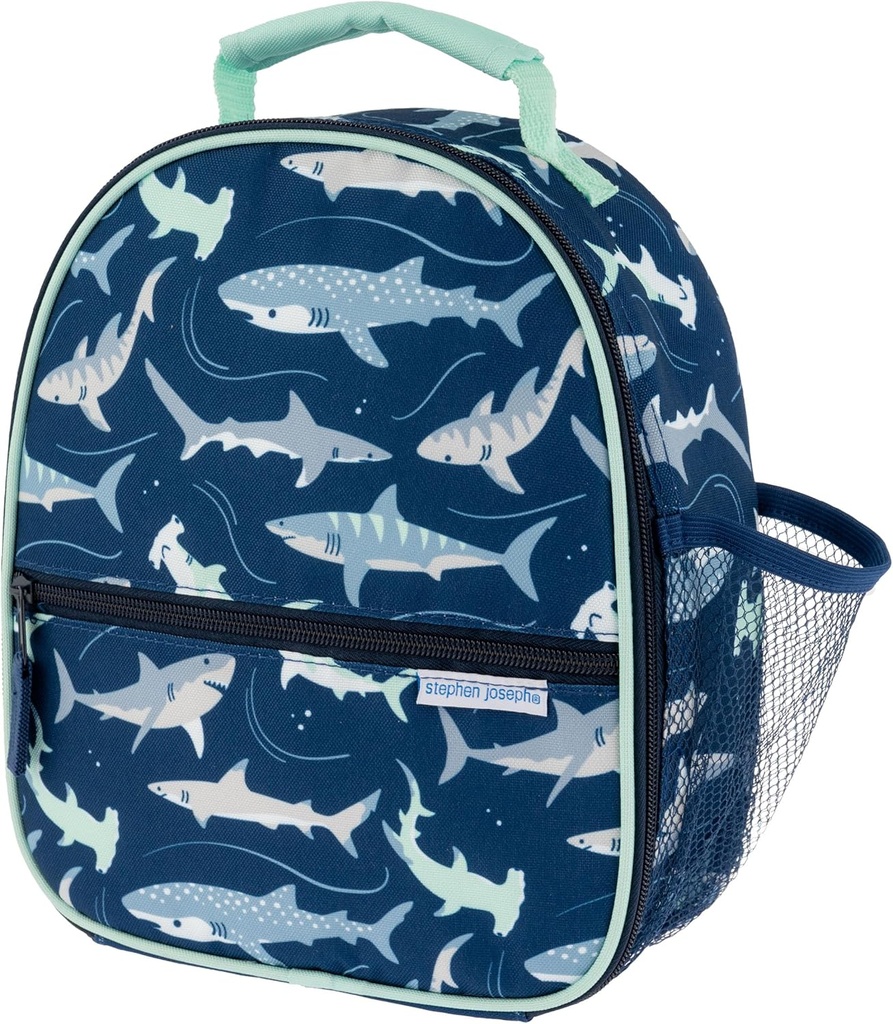 Stephen Joseph, Kids All Over Print Insulated Lunchbox, Back to School Lunchbox, Kids Lunchbox, Navy Shark
