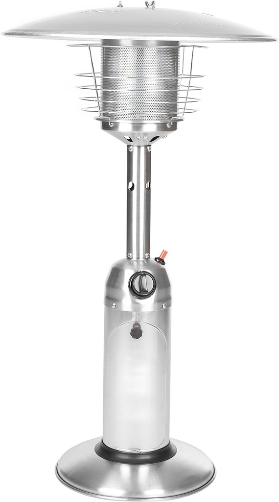 Portable Patio Heater Outdoor Tabletop Lightweight Propane 10,000 BTU Auto-Shutoff Valve CSA Approved - Stainless Steel