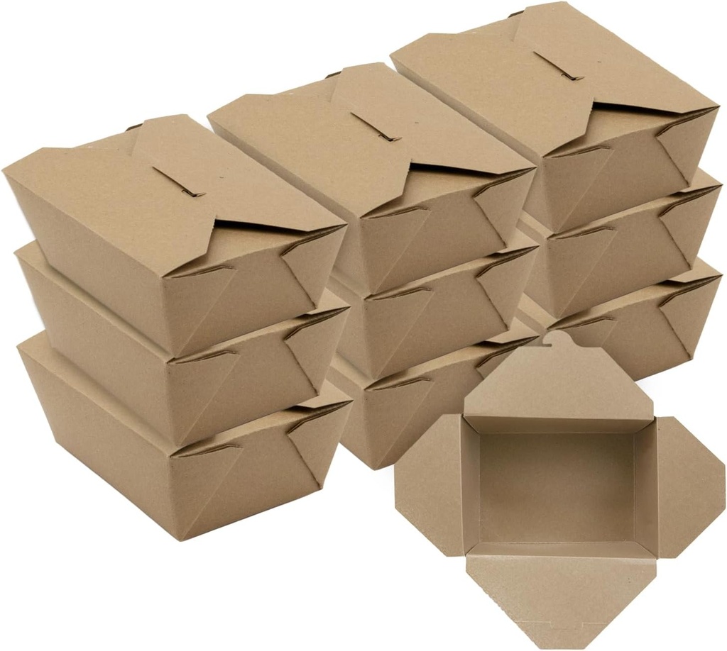FC Meyer MeyerPak #8 Take Out Cartons, Leak & Grease Resistant Take Out Boxes, Disposable To Go Food Containers, Made from Recycled Materials, 6″ x 4 3⁄4” x 2 1⁄2“, Kraft, Pack of 15