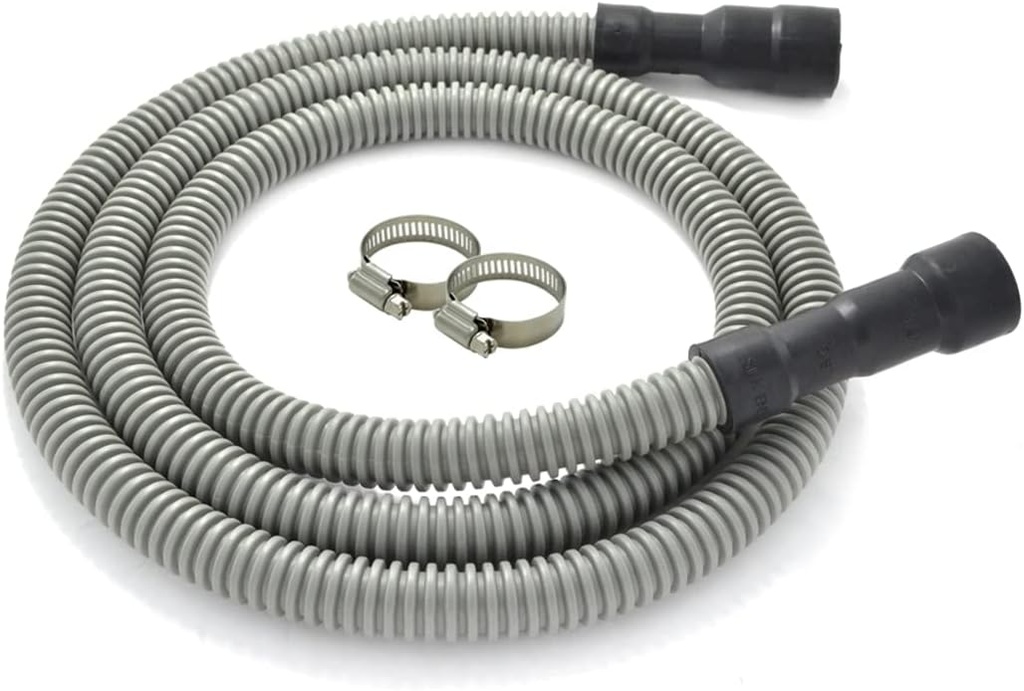 TTFLEX Dishwasher Drain Hose 6 FT, Flexible Discharge Dishwasher Hose with Stainless Steel Clamps, Trim to Fit 11/16", 1", or 1-1/8" Dishwasher End, Fit 5/8", 3/4", or 1" Garbage Disposal/Sink End