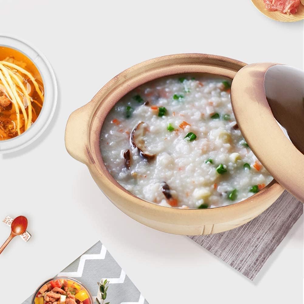 Traditional Unglazed Ceramic Casserole, Heat Resistant Slow Cooker Clay Pot (B 1L)