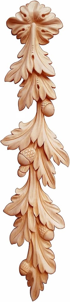 SUNHAWK 2PCS Wood Carved Acorn Onlay 13-7/8"H Drop Applique for Column, Wall Panel, Door, and Furniture (Red Oak)