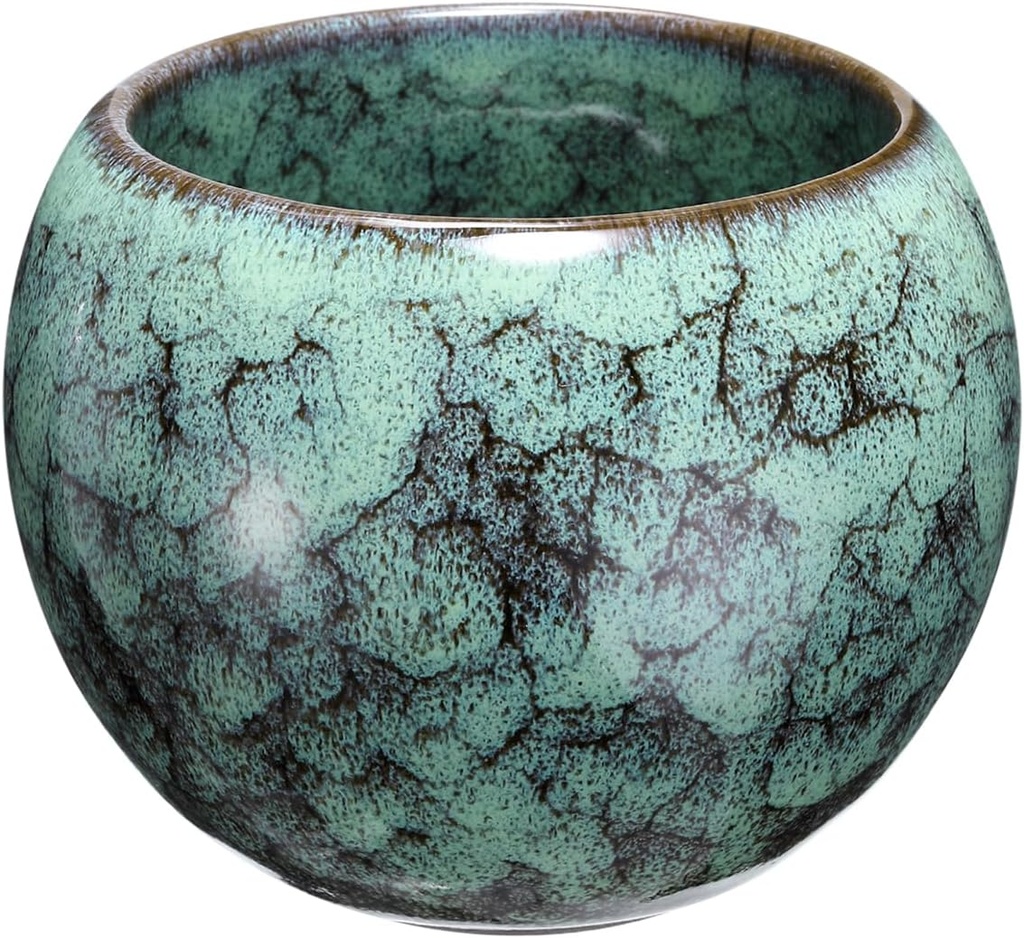 HARFINGTON Chinese Japanese Ceramic Teacups 5.07 Oz Handmade Gong Fu Tea Set Ceramic Glaze-Changed No Handle Small Tea Cup for Mate Tea Coffee Wine Drinks Home and Gifts, Green