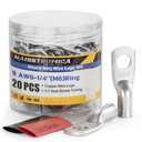 haisstronica 10pcs 8 AWG - 1/4" (M6) Tinned Copper Battery Lugs, Heavy Duty Copper Wire Lugs with 10pcs 3:1 Adhesive Heat Shrink Tubing,8 Gauge Wire Lugs,Tinned Copper Battery Cable Ends