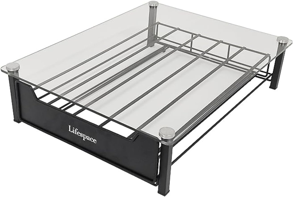 Lifespace Glass Top 40 Pod K-Cup Coffee Pod Holder with Drawer