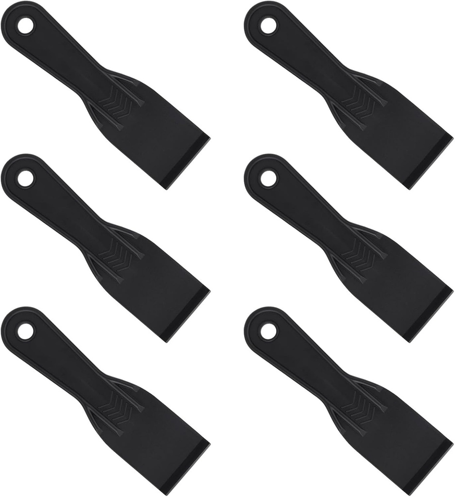 6pcs Plastic Putty Filler Knife, Black Filling Knives Flexible Putty Scraper Wall Scraper Accessory Spatula Tool for Repair Spackling Patching Plastering and Painting